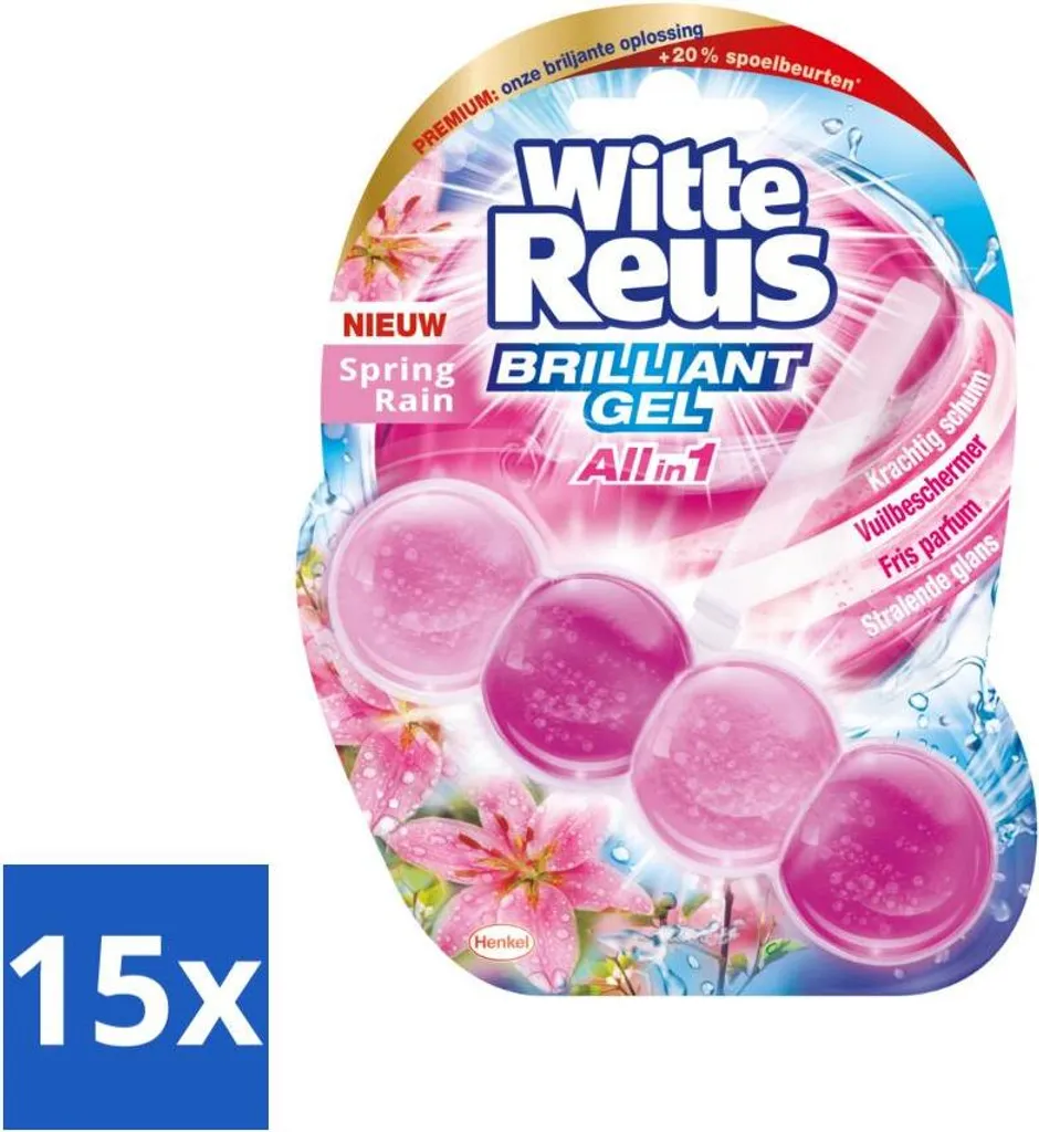 Witte Reus Bloc WC Brilliant Gel Spring Rain - 15 blocs paquet éco