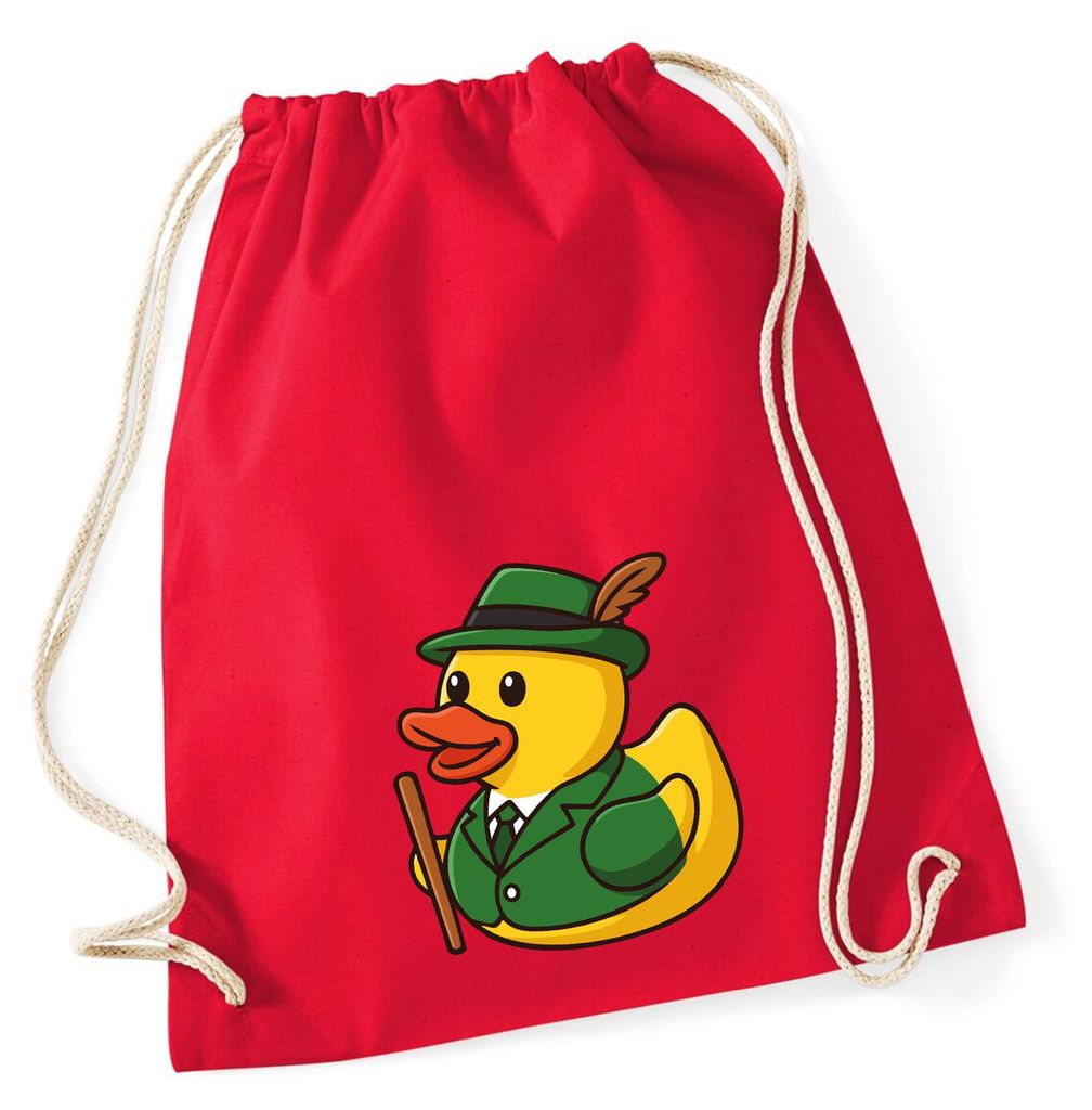 Huuraa Turnbeutel Quietscheente Schützenbruder Gummiente Schützenfest 12 Liter Classic Red Baumwolle Rucksack Geschenkidee