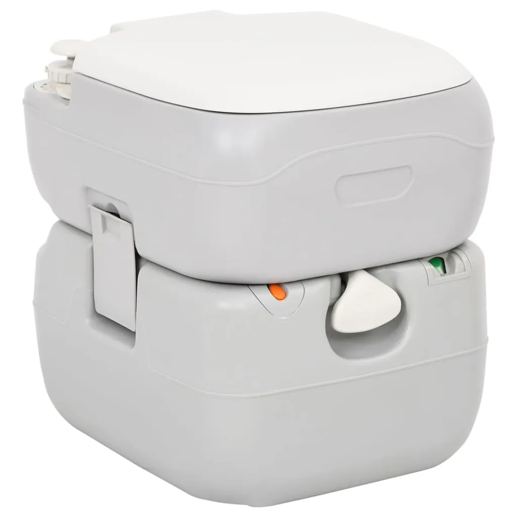 Toilettes de camping portables 22+12L en PEHD gris et blanc robuste