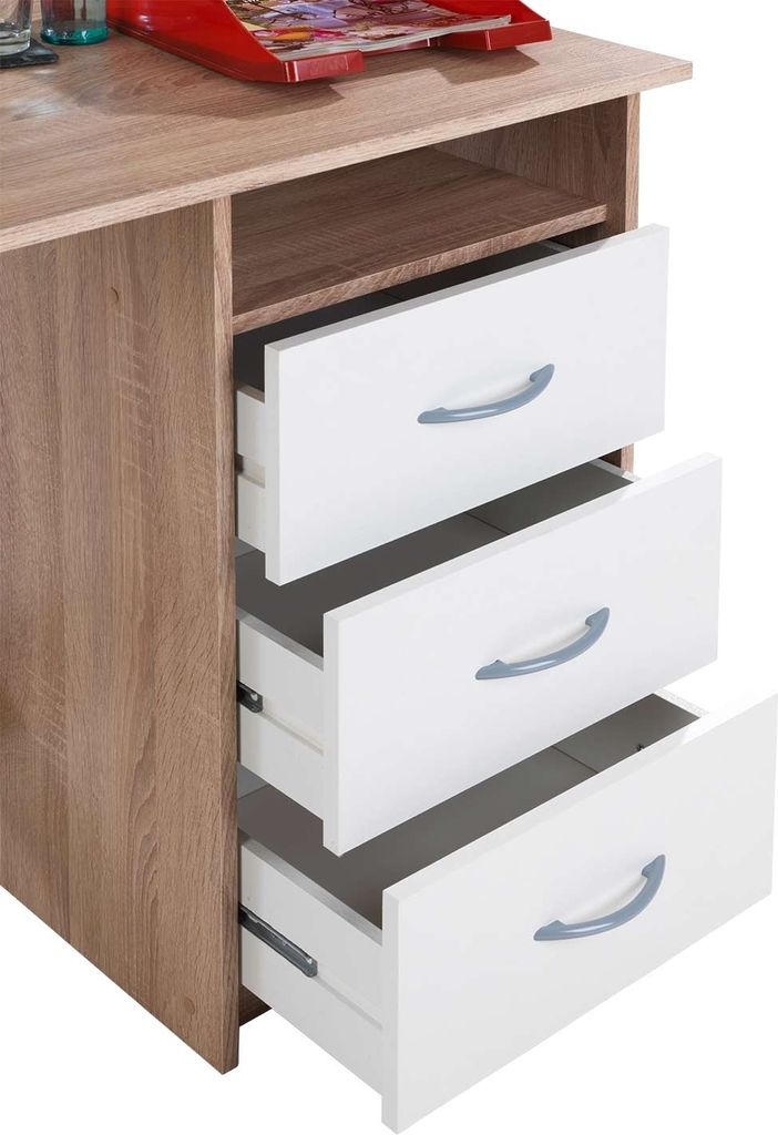 ADRIA Schreibtisch mit 3 Schubkästen sowie einem offenen Produktbild 15