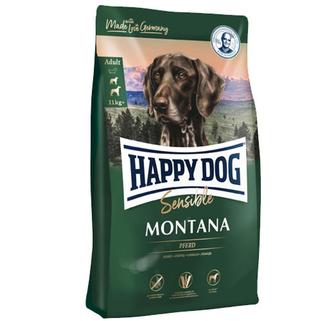 Happy Dog Montana Trockenfutter Pferd, getreidefreies Hundefutter