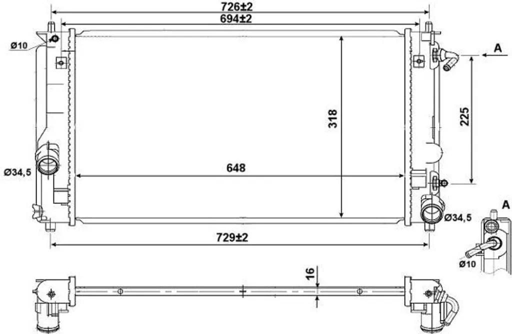 Radiateur moteur NRF 53894 pour Celica T23 - OE 1640022060 Qualité