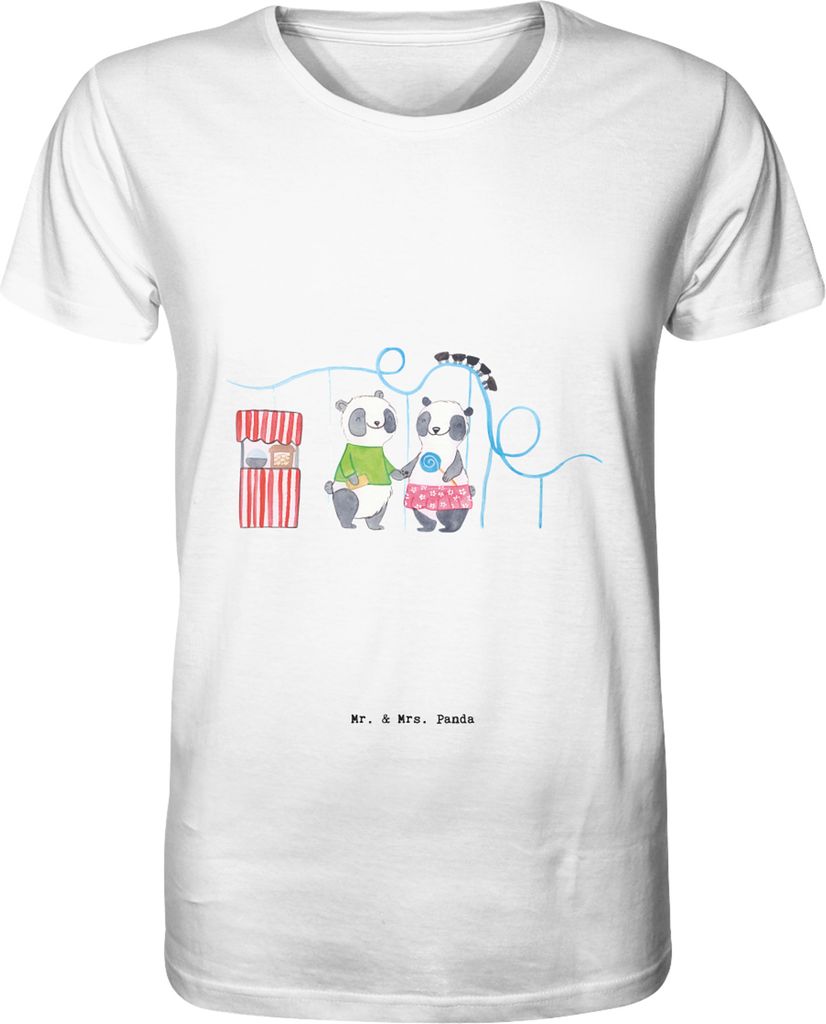 Mr. & Mrs. Panda T-Shirt Pandas Freizeitpark besuchen Größe S - Weiß - Geschenk, Casual Shirt, Achterbahn fahren, Herren, Tshirt