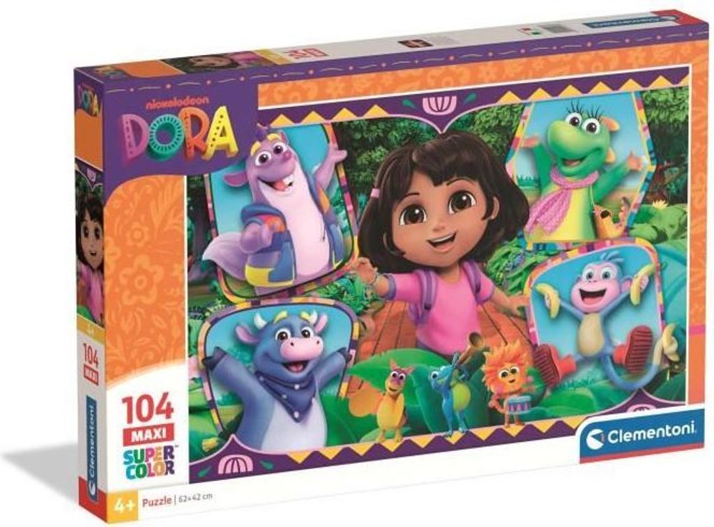 Puzzle , Clementoni 104 Maxi Teile , Dora , 62 x 42 cm , Ab 3 Jahren