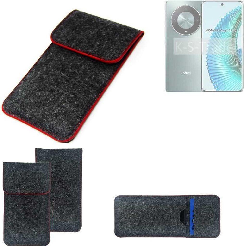 K-S-Trade Handy Schutz Hülle kompatibel mit Honor Magic6 Lite Schutzhülle Handyhülle Filztasche Pouch Tasche Case Sleeve Filzhülle dunkelgrau