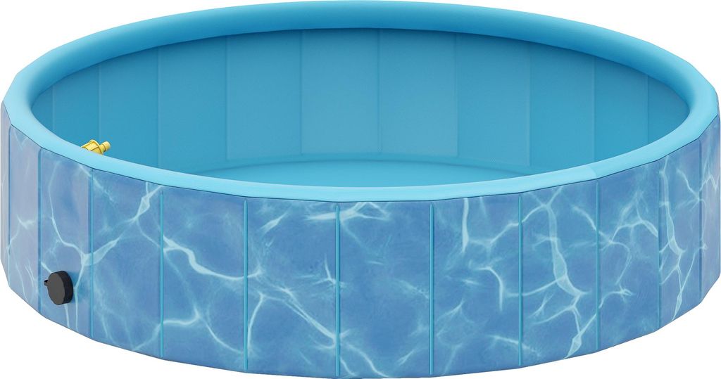 Hundepool Faltbar Planschbecken mit Brunnen- und Wasserpolsterdesign Ø120 x 30 cm Blau