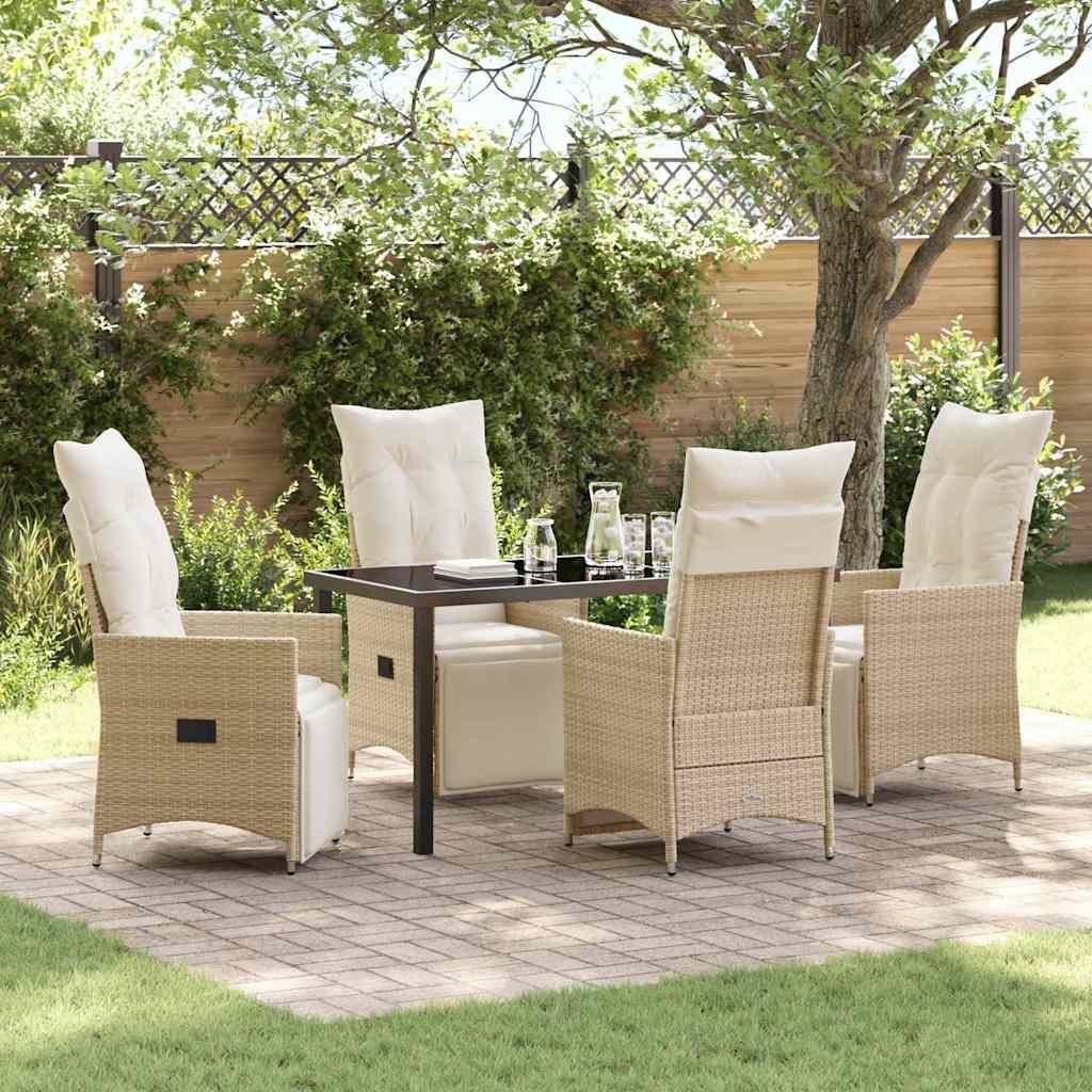Maison Exclusive - Garten Essgruppe mit Kissen 5 pcs Beige Poly-Rattan
