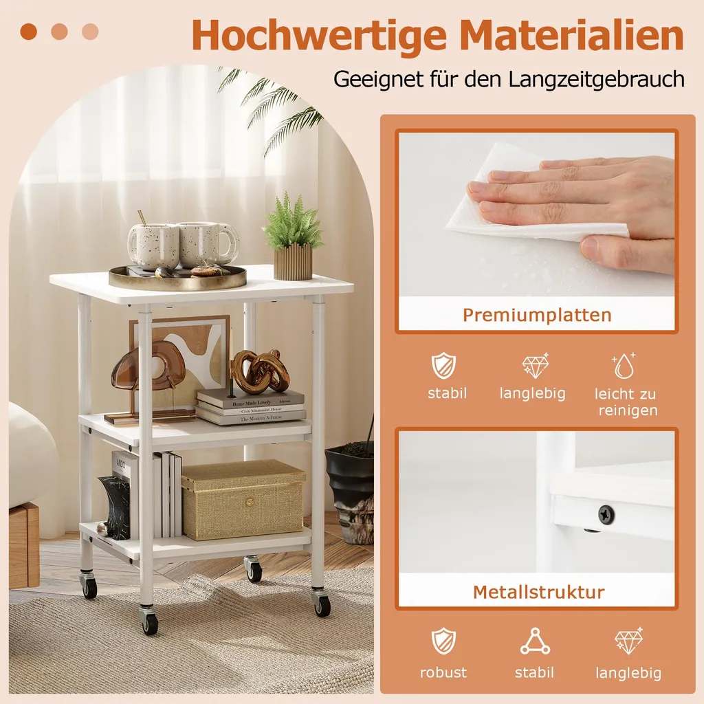 Support d'imprimante pour bureau et maison - Chariot mobile 3 étagères - 6