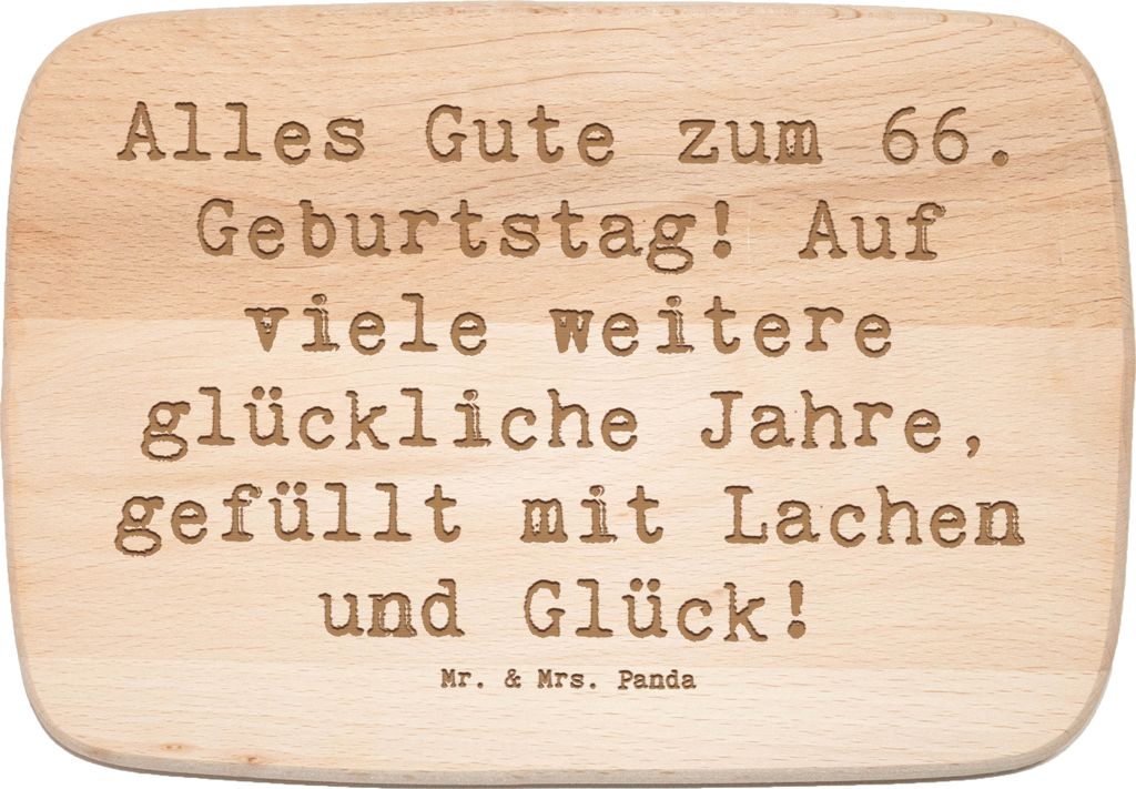 Mr. & Mrs. Panda Schneidebrett Holz Spruch 66. Geburtstag Glückwünsche - Transparent - Geschenk, vesperbrett, Holzbrett, feiern, Frühstücksbret...