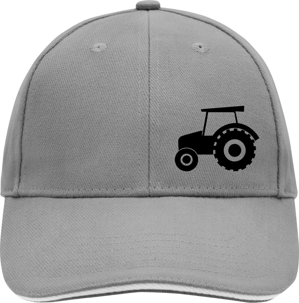 Huuraa Cappy Mütze Trecker Traktor Dark Grey/White Baumwolle 6-Panel Kappe Geschenkidee