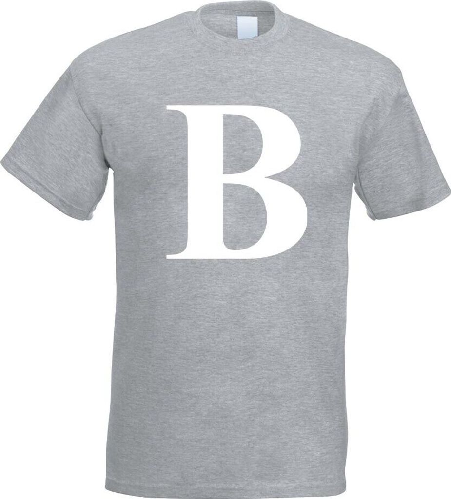 Kiwistar - T-Shirt - Graumeliert - Buchstabe B - Alphabet Motiv Bedruckt Funshirt Design Print - mit Motiv Bedruckt - Funshirt Design - Sport - Fre...