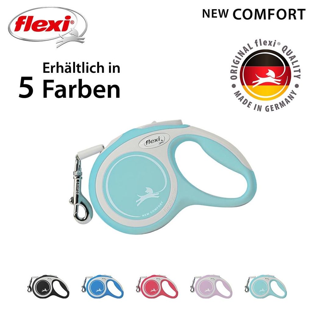 Flexi New Comfort, Hund, Rückziehbare Leine, Blau, Weiß, Produktbild 