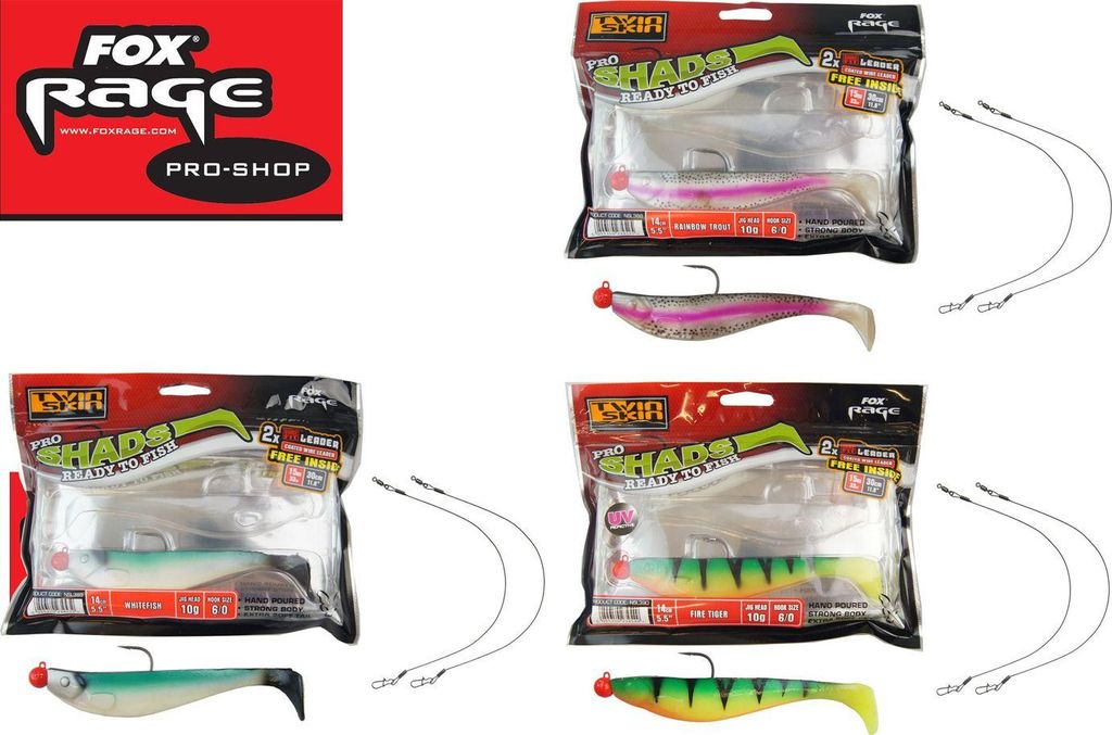 Fox Rage Pro Shads Ready to fish Gummifische 14cm 10g (2 Stück), Farbe:Whitefish