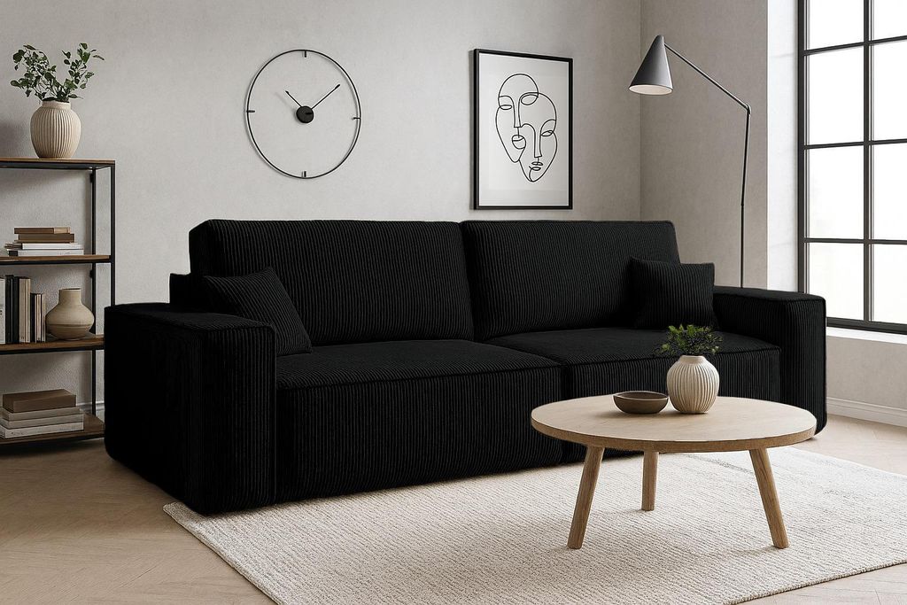 VENASI Schlafsofa mit Schlaffunktion Hugo, Schwarz Produktbild 