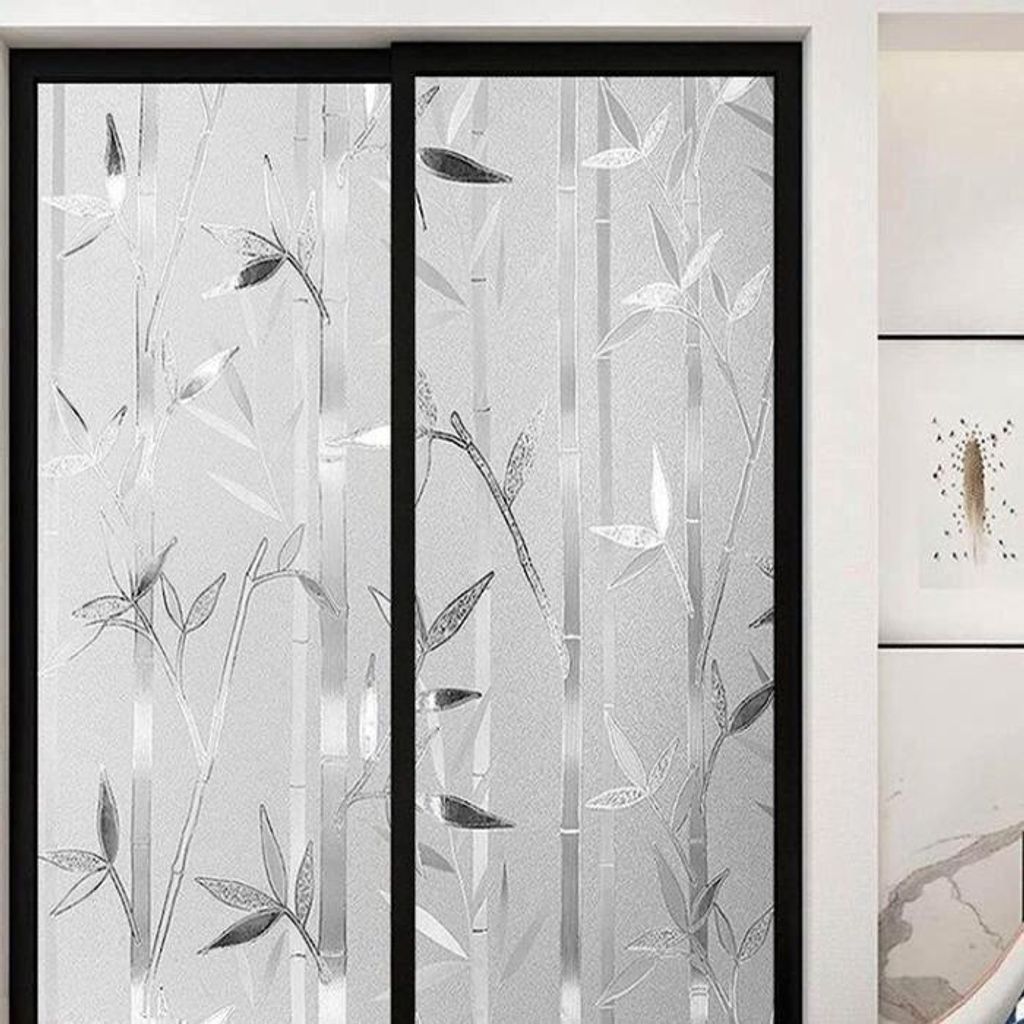 Elektrostatische Fensterfolie, dekorative Klebefolie für selbstklebendes Glas – 60 cm × 200 cm – Bambusmuster