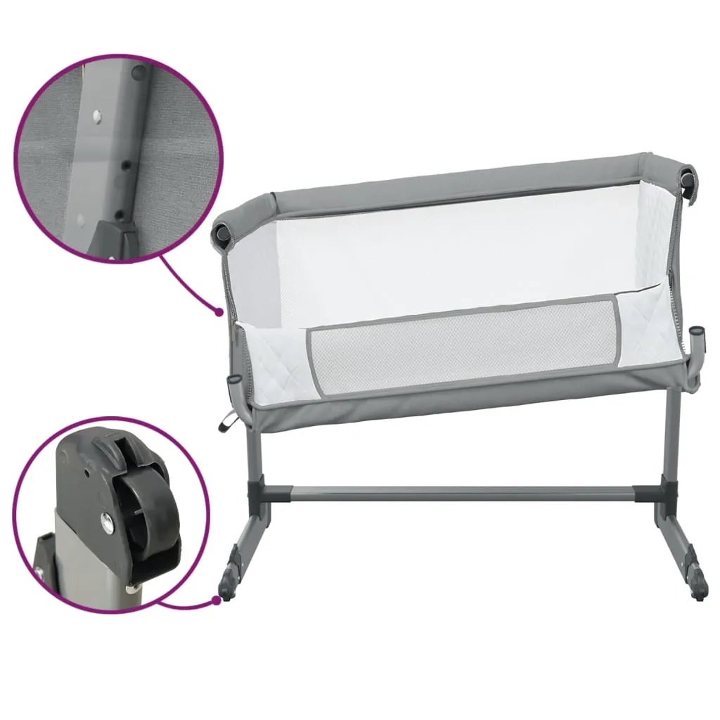 Lit Bébé Complet avec Matelas Confortable Gris Clair en Lin vidaXL - 8