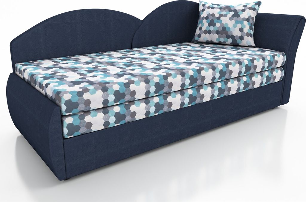 Sofa Schlafsofa inklusive Bettkasten ALINA / L- Stoff Alova Blau / Muster