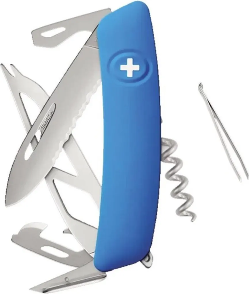 Couteau suisse avec lame fromage et blocage de sécurité Swiza Bleu