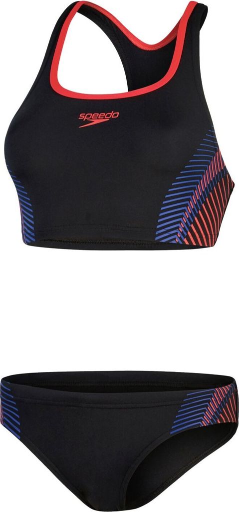 Speedo Placement Bikini für Damen Schwarz/Rot, Größe:36 Produktbild 
