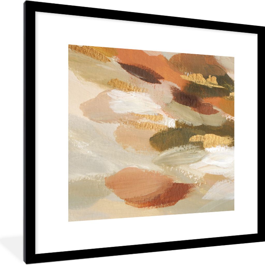 MuchoWow Gerahmtes Poster Farbe - Grün - Rot 40x40 cm - Poster mit Schwarzem Bilderrahmen Wandposter Rahmen Foto Bilder - Poster - Plakat im Rahmen