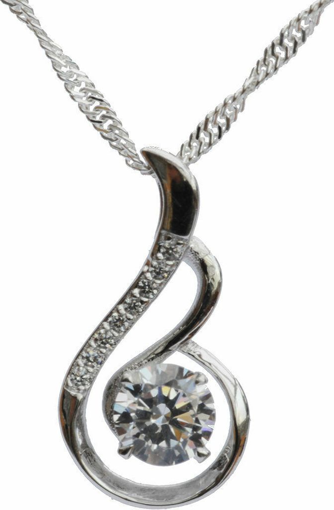 Anhänger mit violettem Zirkonia Crystal mit Singapurkette Produktbild 