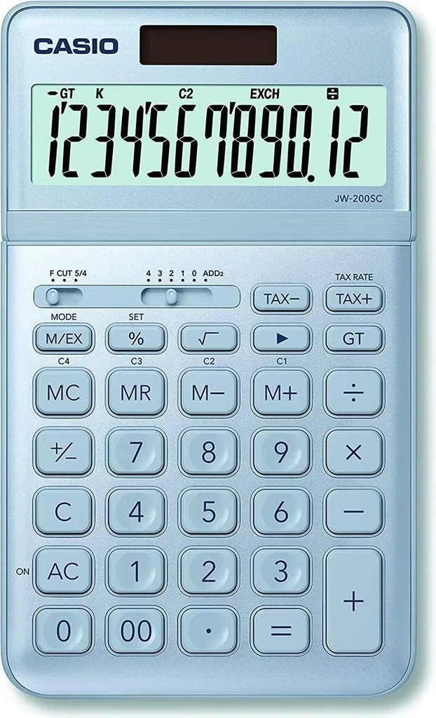 Calcolatrice Casio JW-200SC-BU in plastica blu