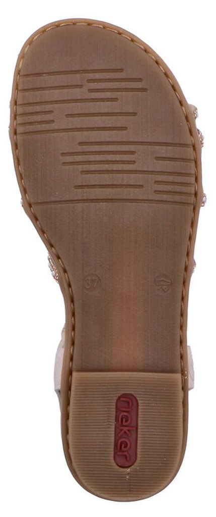 Rieker Damen Sandale Strass Perlen Gummizug Stretch 64270, Größe:41 EU, Farbe:Braun