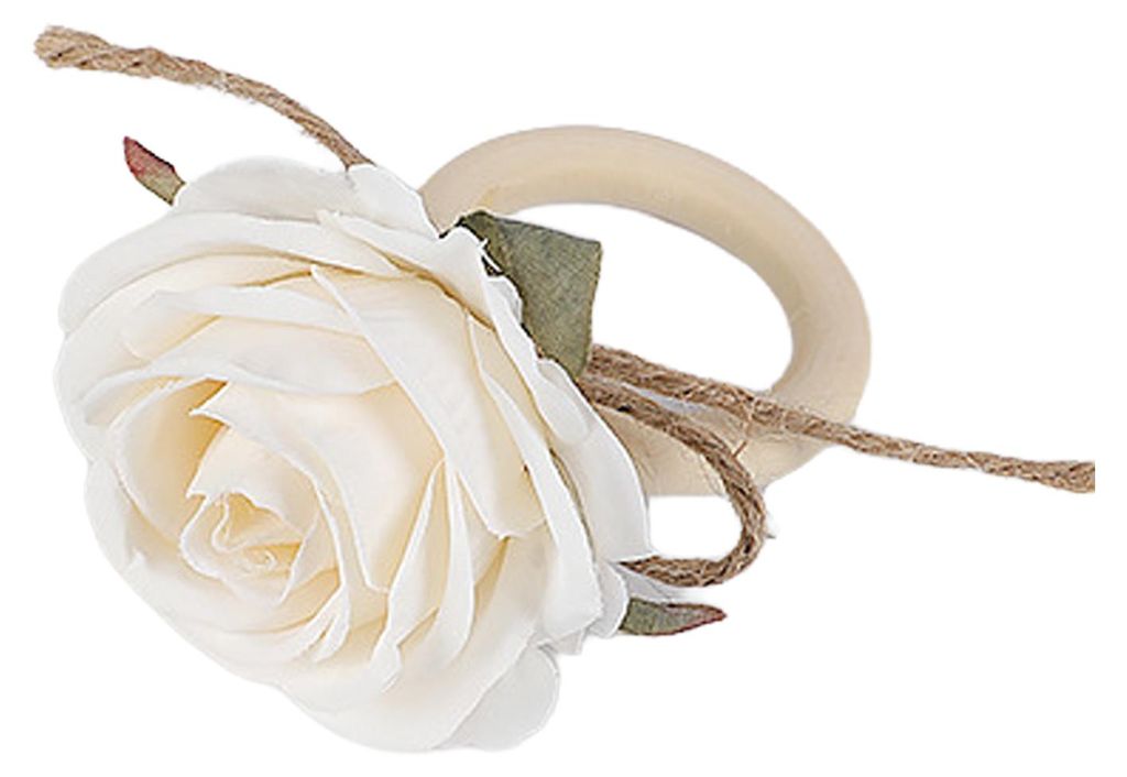 Serviettenring mit künstlicher Rose im Landhausstil aus Juteseil mit Kunstblumen – ideal als Tischdekoration für Geburtstage, Hochzeiten und an...