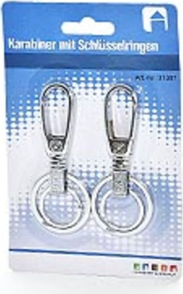 Robuste Karabiner mit Schlüsselring, Silber, 2er Pack – Vielseitige Helfer für Alltag und Freizeit