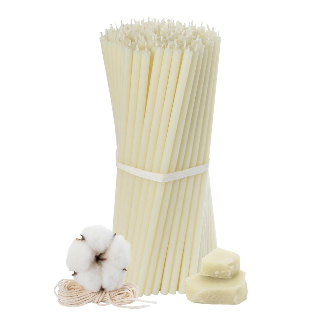 Bienenwachskerzen Weiß Nr. 60 - Ritualkerzen L: 20,5cm tropf- & rauchfrei, 100 Stk, Durchmesser 6,7 mm, Brenndauer 80 Min