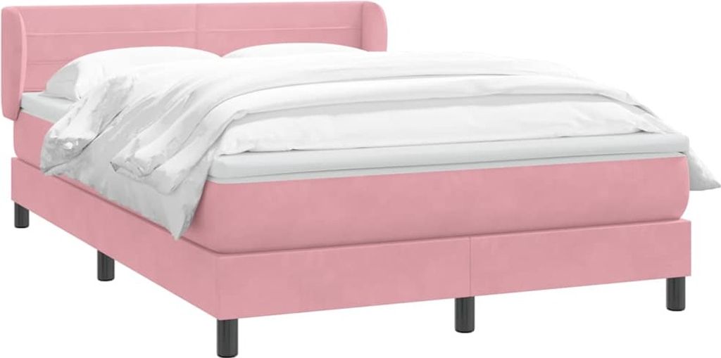 vidaXL Boxspringbett mit Matratze Rosa 160x210 cm Samt