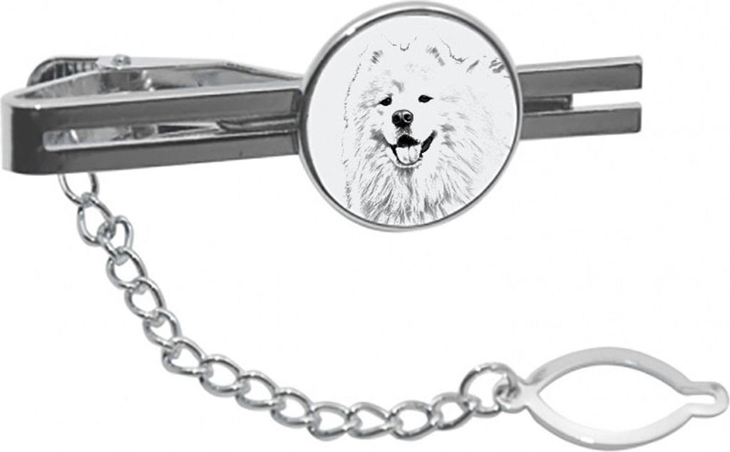 Samojede, Samoyed, Samojedenhund, Samojedenspitz - Krawattenklammer mit Hund, personalisierter Krawattenclip, einzigartiges Geschenk für Männer v...