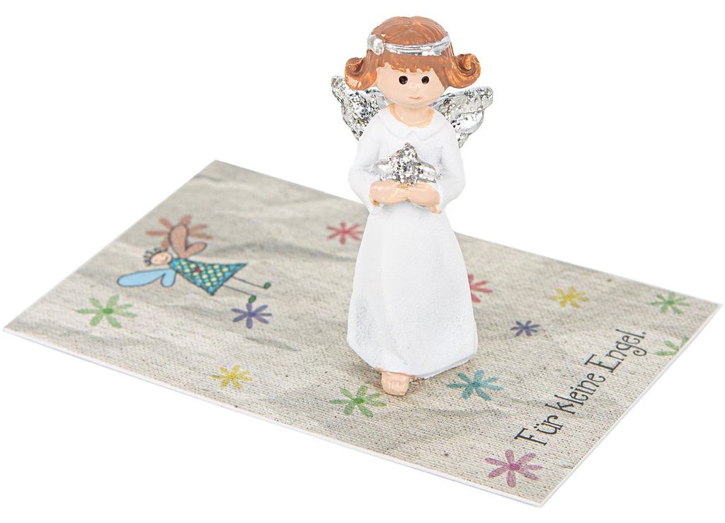 Logbuch-Verlag 4 kleine Schutzengel Geschenke mit Karte Engel Glücksbringer Give-Away Kinder Geburtstag Weihnachten 8,5 x 5,5 cm