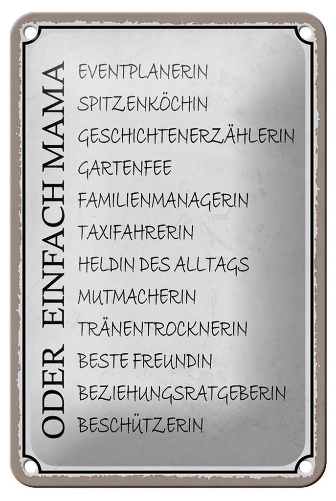 Blechschild Spruch 12x18cm Mama Familienmanagerin Freundin