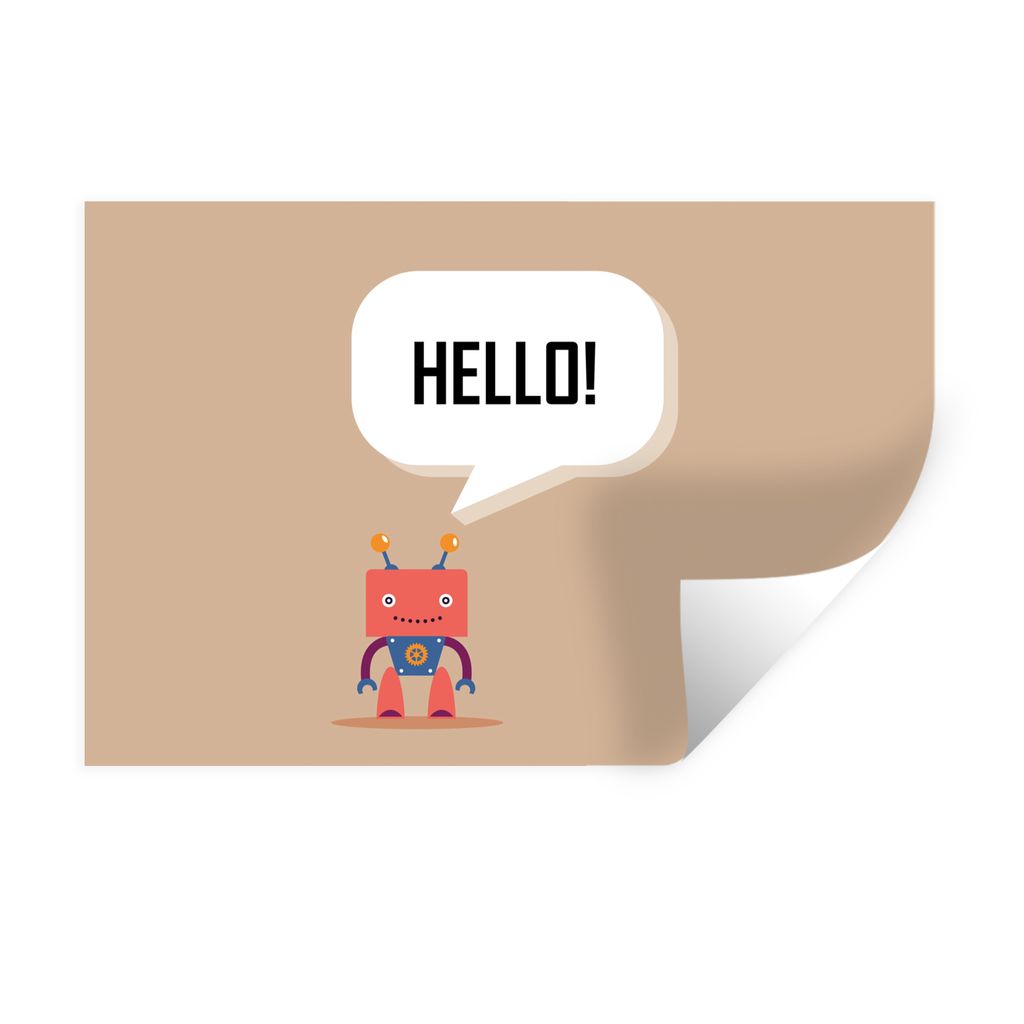 MuchoWow Wandtattoo Wandsticker Wandaufkleber Sprichwörter - Zitate - Hallo! - Roboter - Zahnrad - Kinder 60x40 cm Selbstklebend und Repositioni...