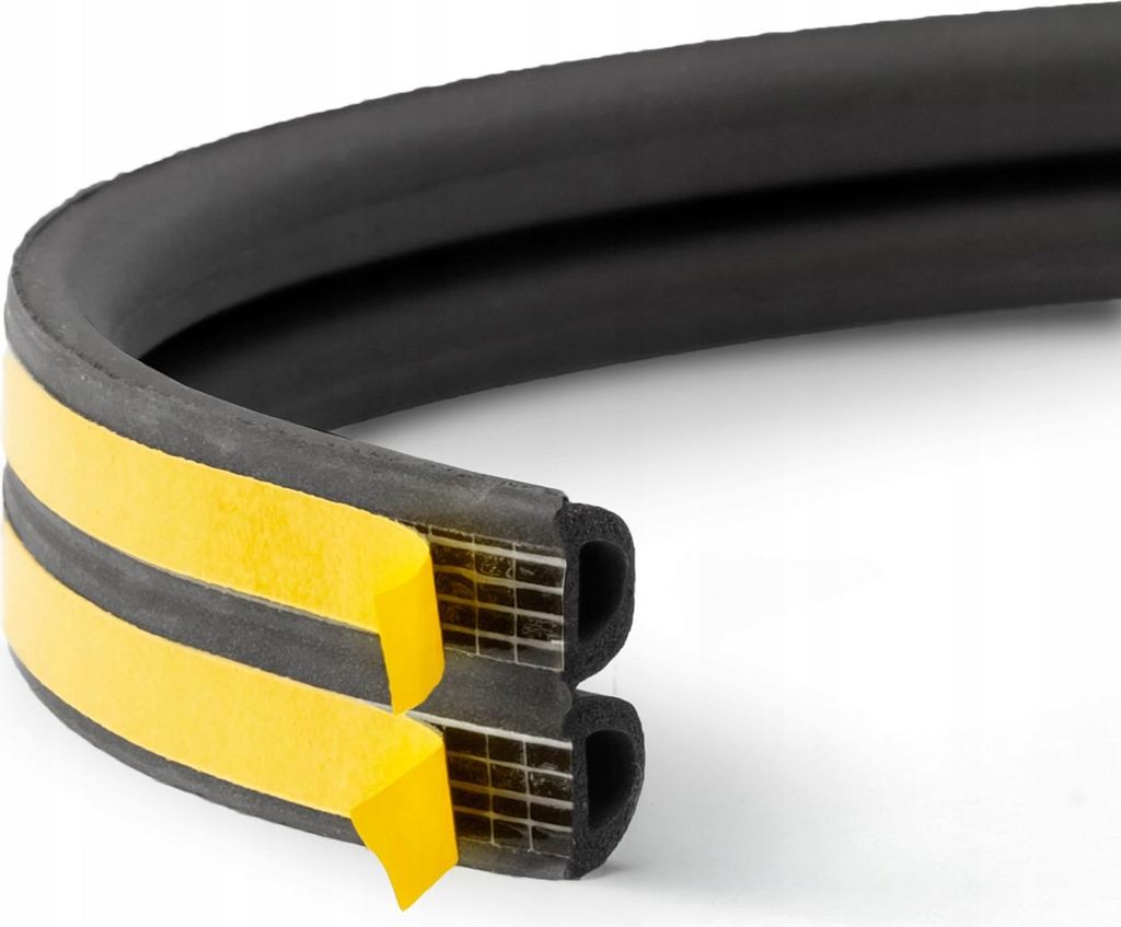 DQ-PP Fensterdichtung | 1 Meter | Schwarz | selbstklebend | Profil D 10x12 Millimeter | Dichtband Dichtungsband | klebend Isolierband Klebedichtung...