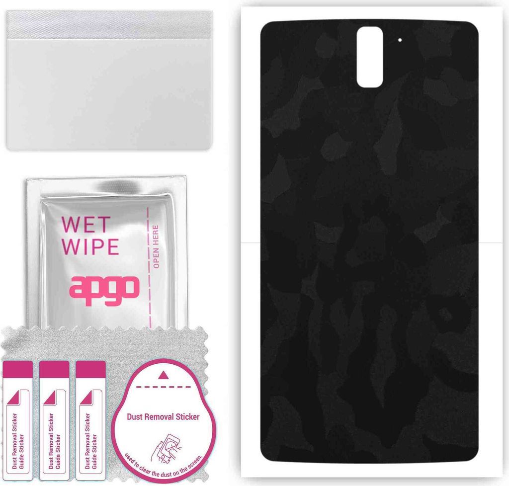 apgo Rückseite Schutzfolie, Skin, kompatibel mit OnePlus One A0001, Hinten Displayschutzfolie aus Vinylfolie, kratzfest, einfache Montage - Schwar...