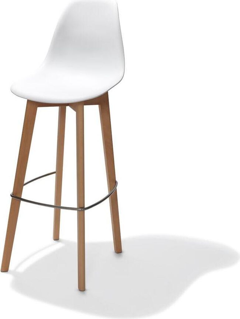 4er Set Barhocker Keeve 53 x 47 x 83 cm Birke Polypropylen Weiß Natur