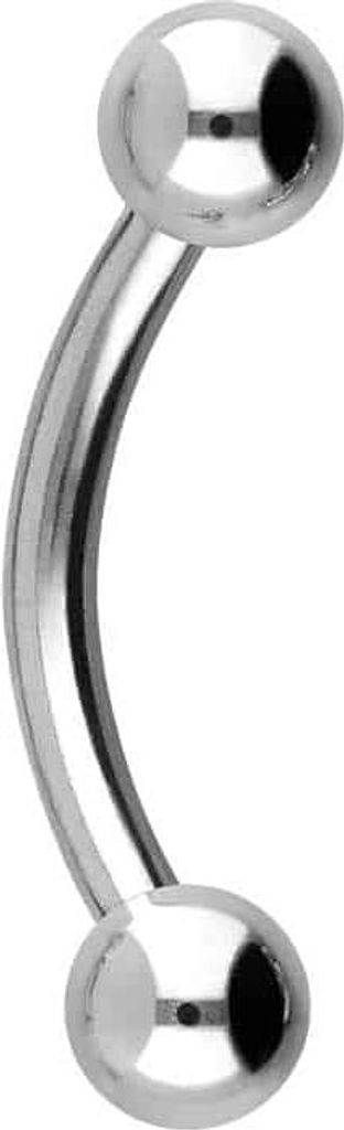 Bauchnabel-Piercing, Rook Piercing Titan Banane Silber Stablänge: 10mm + Stabstärke: 1,6mm + Kugelgröße: 4mm