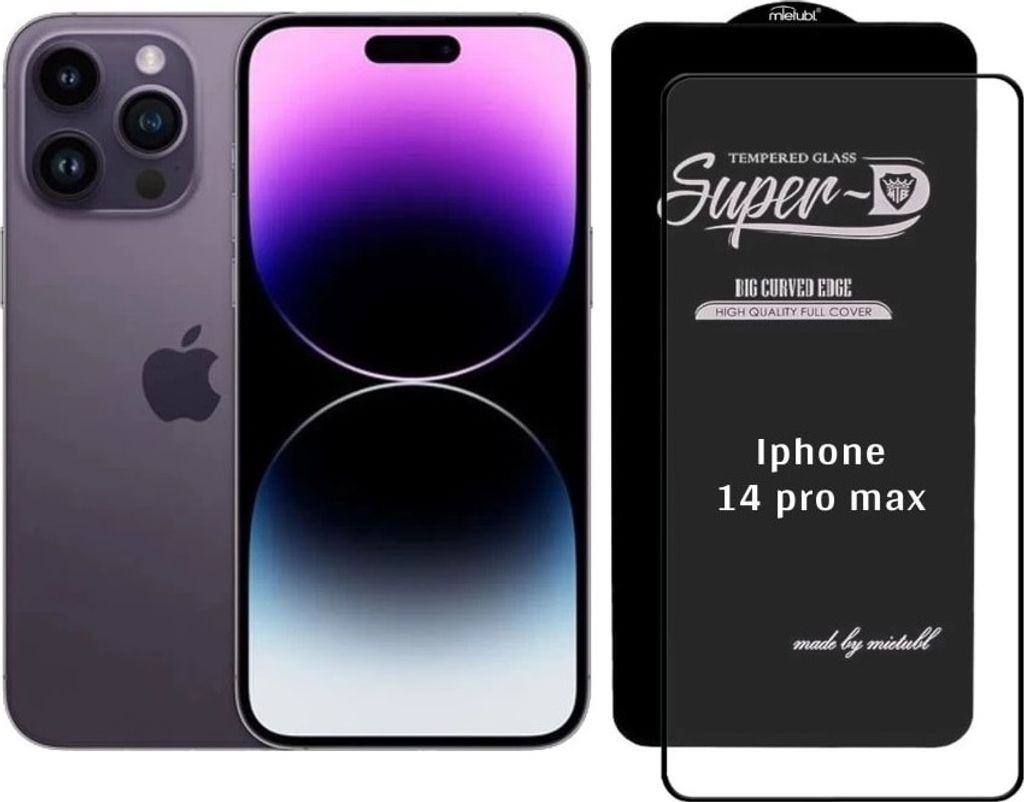 Tempered Glass Mietubl Super D für iPhone 14 Pro Max - Schwarz KP29833