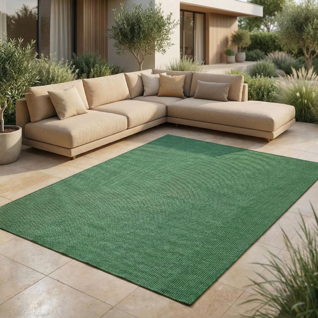 In- & Outdoor Teppich - Wetterfester Teppich für Balkon, Terrasse, Garten, Wohnzimmer, Küche - Strapazierfähig, Widersteht UV-Strahlen & Wasser ...