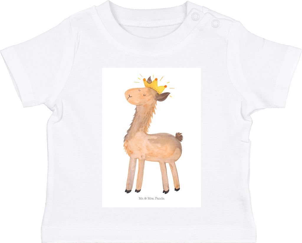 Mr. & Mrs. Panda Organic Baby Shirt Lama König 12. - 18. Monat - Weiß - Geschenk, Abitur, Kleinkind, Königin, Vorgesetzter, Babyshirt, Oberteil,...