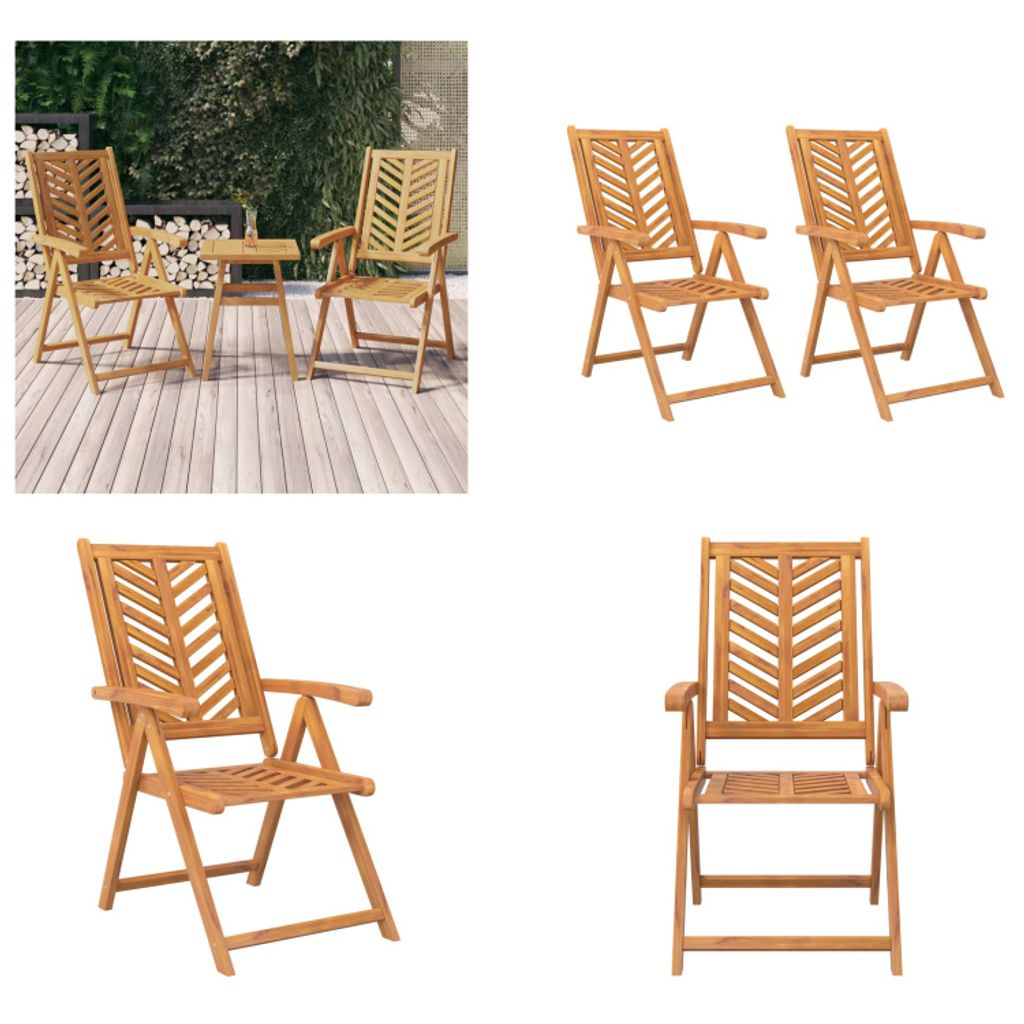 vidaXL Sedie da giardino regolabili 2 pz. Legno massiccio Immagine del prodotto 