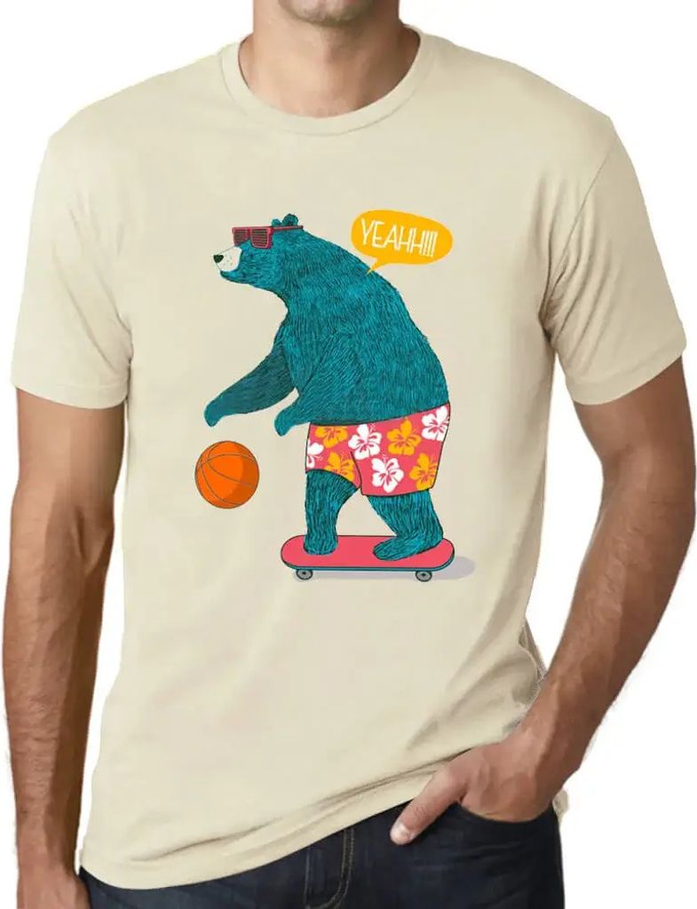 Herren Grafik T-Shirt Strand Skateboard Basketballbär – Beach Skateboard Basketball Bear – Öko-Verantwortlich Vintage Jahrgang Kurzarm Lustig...