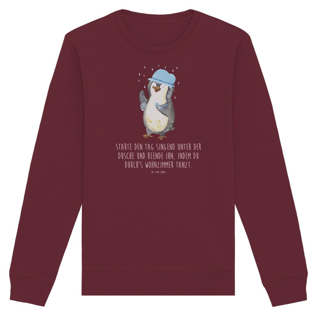 Mr. & Mrs. Panda Rundhals Pullover Pinguin Duschen Größe L - Burgundy - Geschenk, Dusche, Neuanfang, Duschkonzert, Baden, Pinguine, Pulli, Sweats...