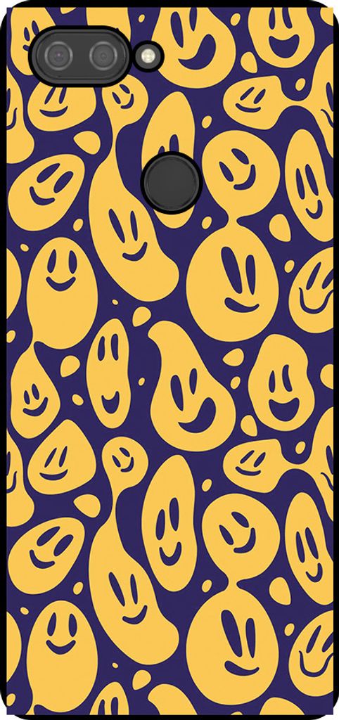 Smartphonica Telefon Fall geeignet für Xiaomi Mi 8 Lite mit Smiley Druck - TPU zurück Abdeckung Fall Emoji Design - lila gelb