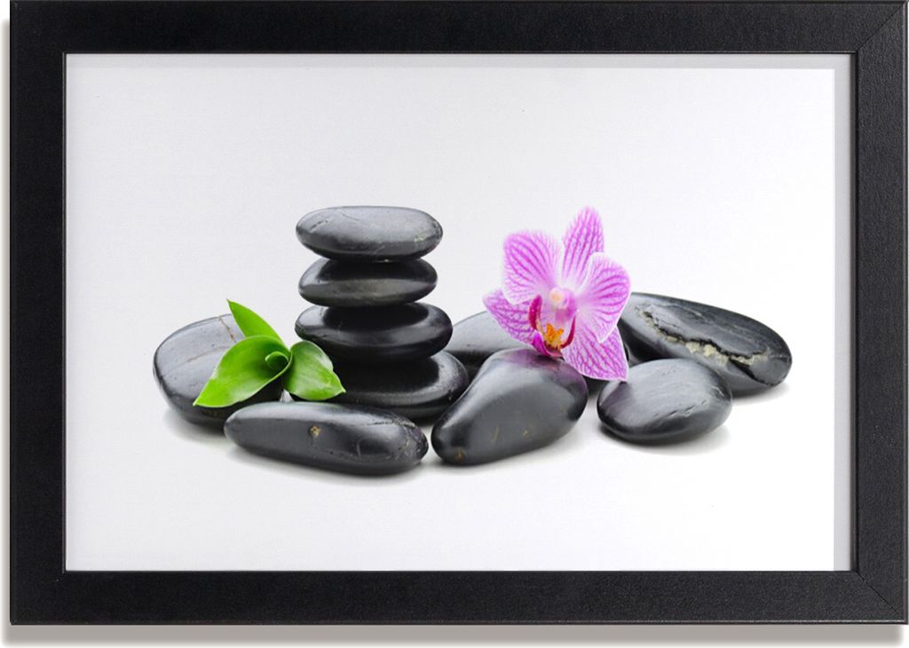 Bild 30x20 MDF-Rahmen Wandkunst Blumen-Zen-Steine