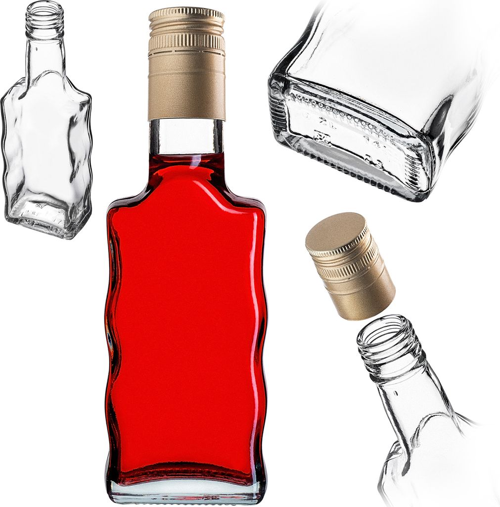 KADAX Glasflaschen 200ml, 10 Stück, leere Flaschen mit Schraubverschluss, kleine Likörflaschen zum Befüllen, Weinflaschen aus Glas