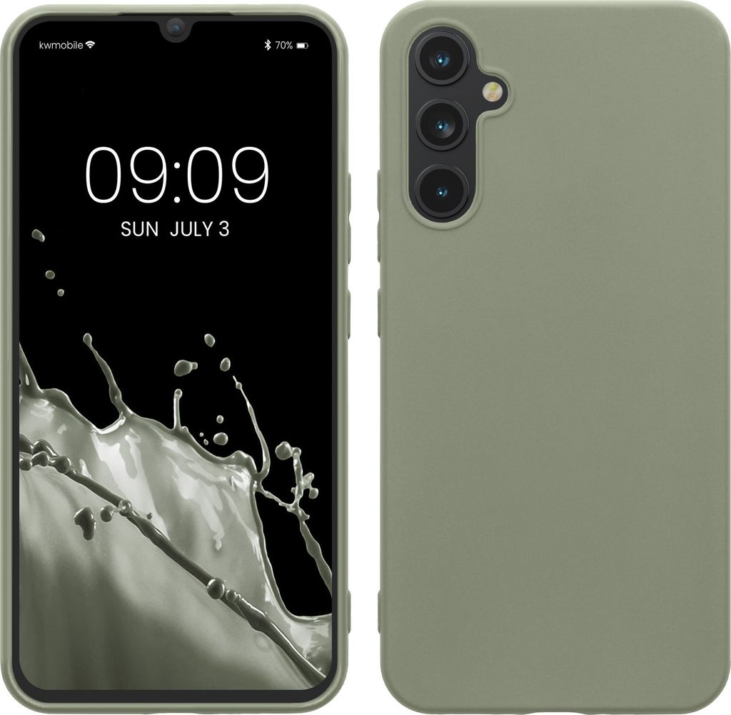 kwmobile Hülle kompatibel mit Samsung Galaxy A34 5G Hülle - weiches TPU Silikon Case - Cover geeignet für kabelloses Laden - Graugrün