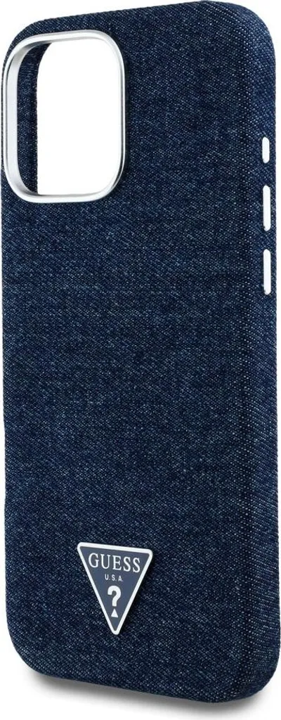 Custodia Guess Denim Triangle Logo iPhone 16 Pro Max MagSafe Blu Originale - 6